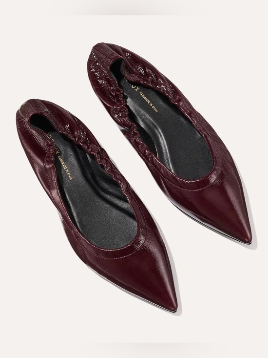 Margaux Shoes - Margaux Roma Pointed Toe Ballet Flats in Merlot Crinkle Patent Leather Size 38.5